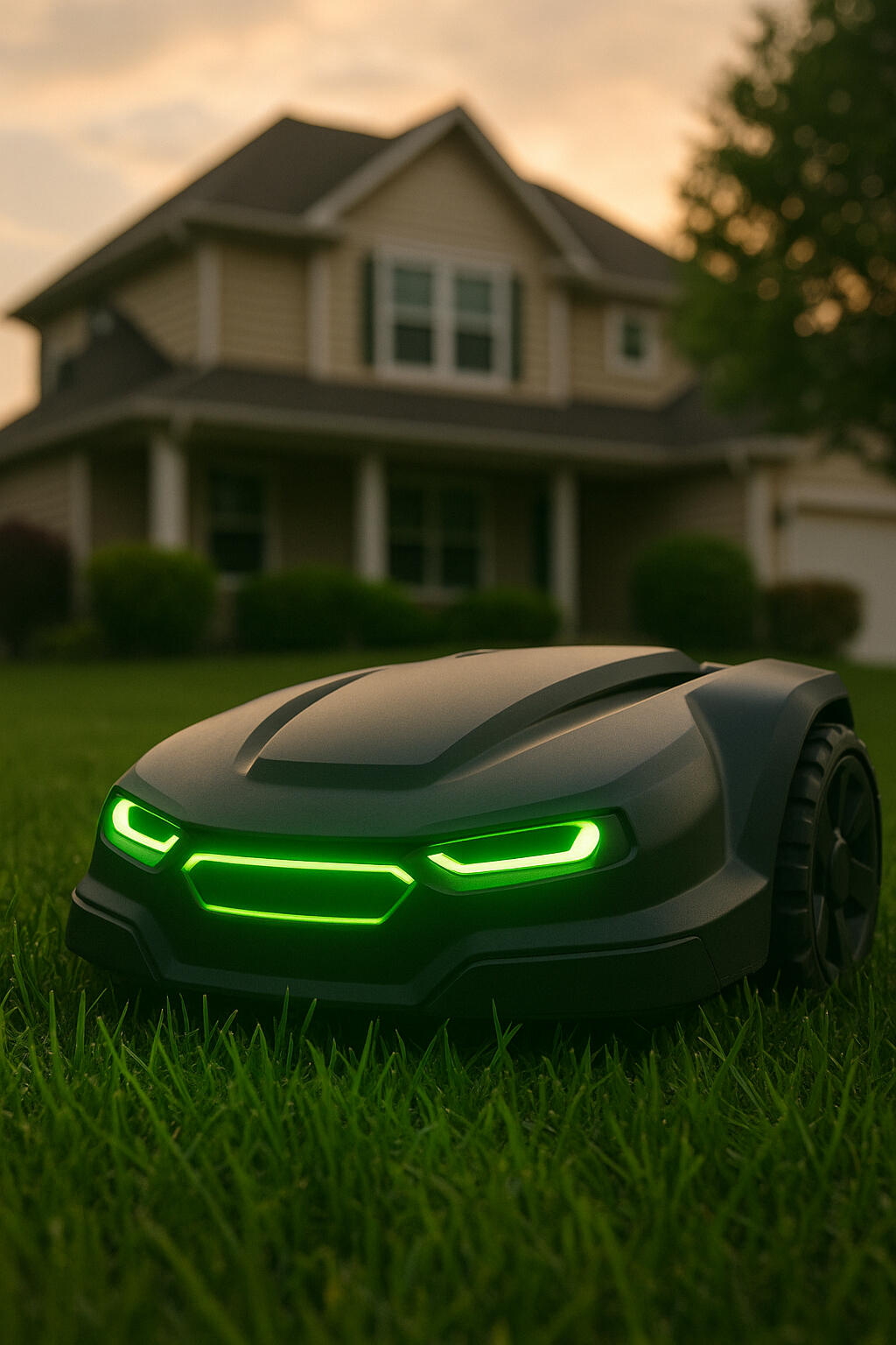 Futuristic robot mower cutting a Stillwater, MN lawn